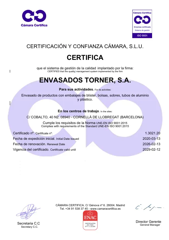 Third-party packaging with ISO certification - Envasados Torner